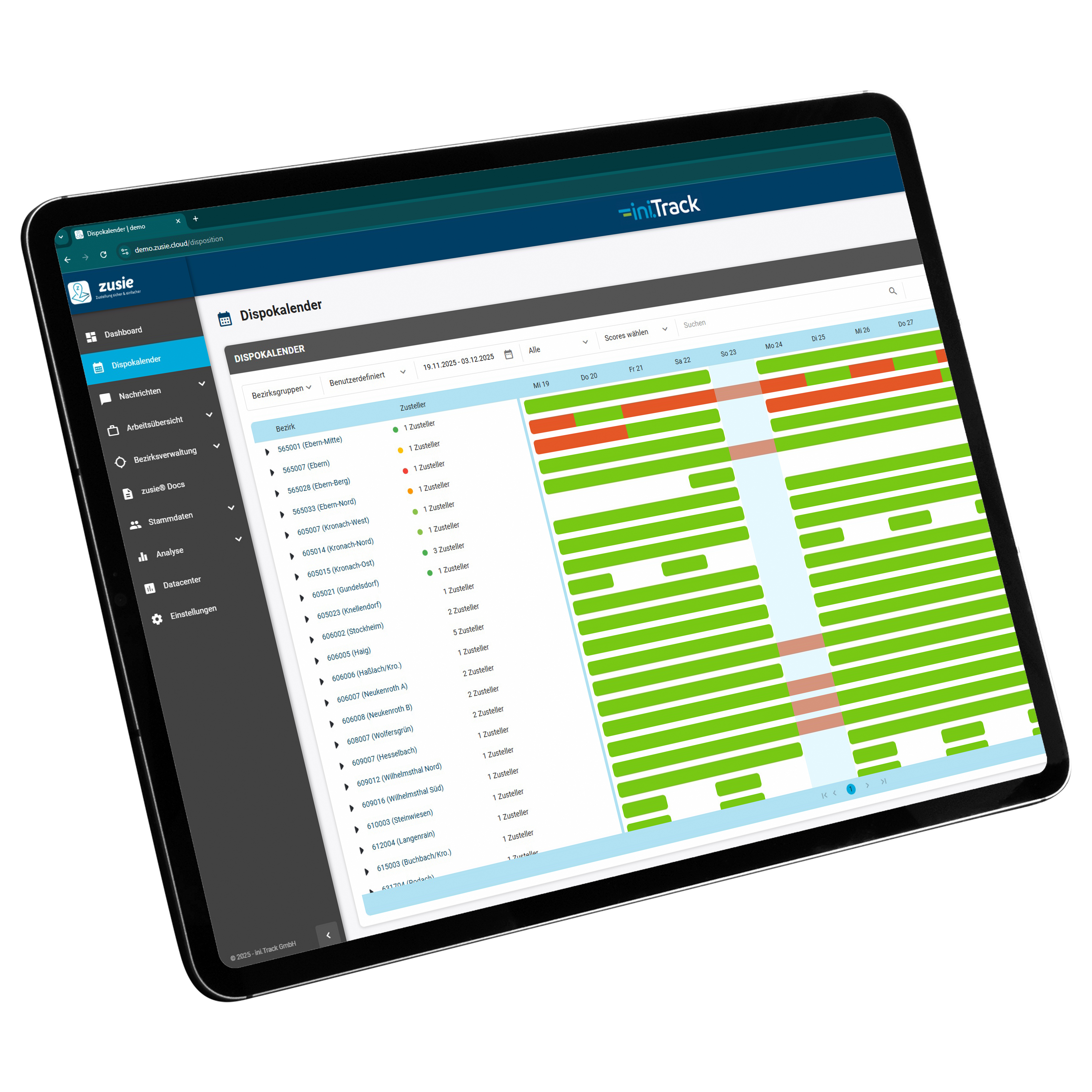 Tablet mit geöffnetem Dispokalender im zusie® Webportal